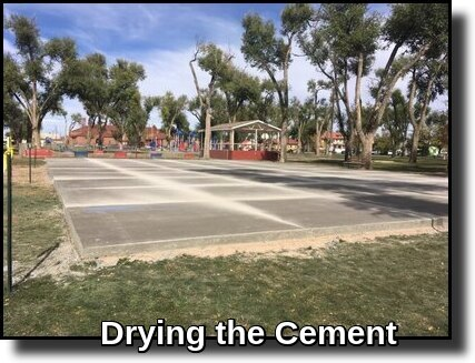 The concrete slabs of the new Basketball Court